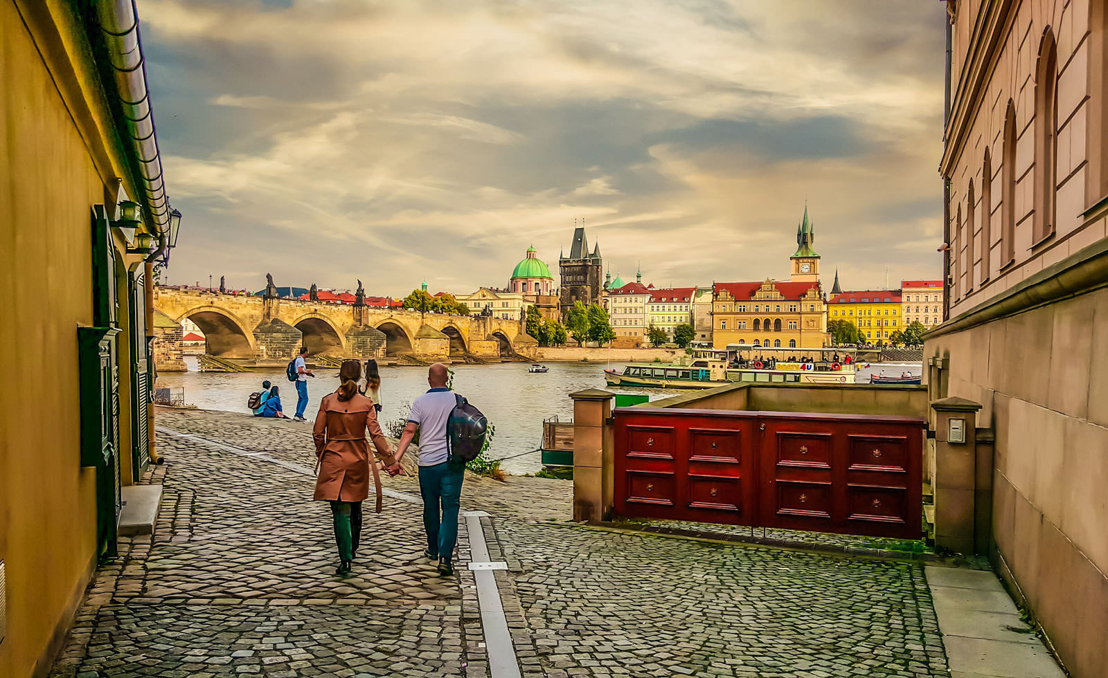 Couple Walking Riverbank