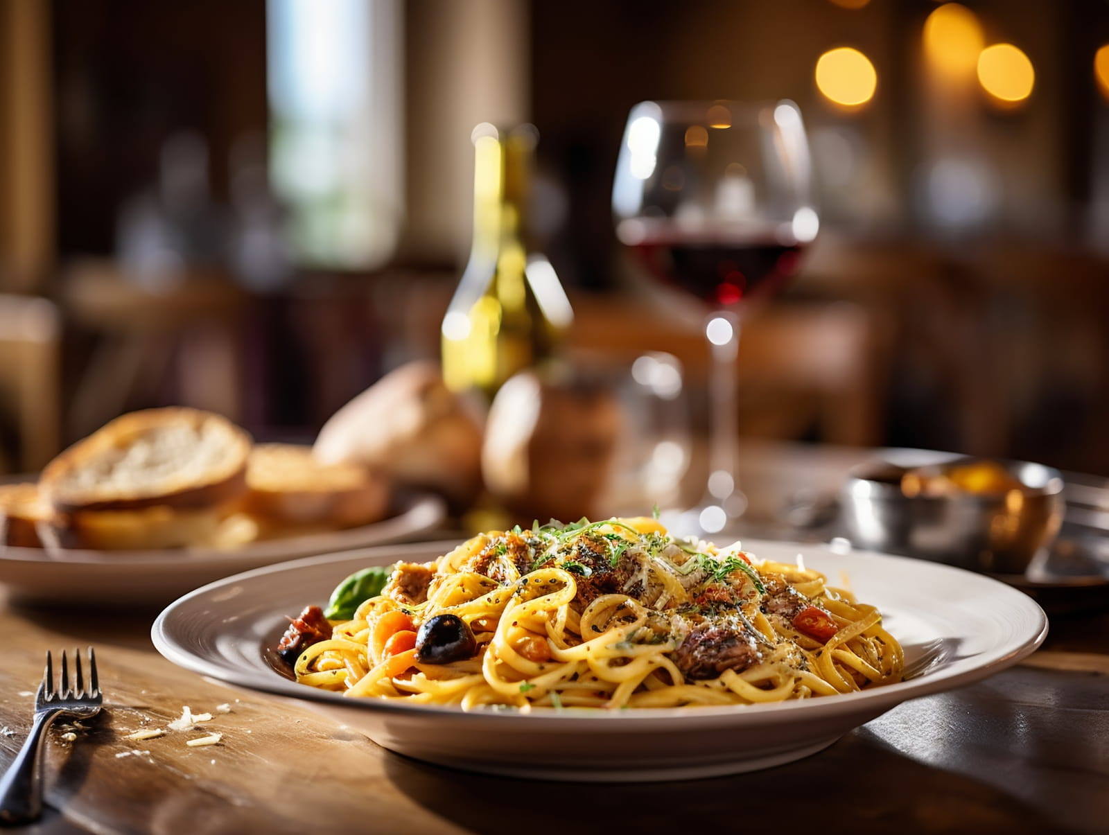 Pasta Cheese Olives Plate